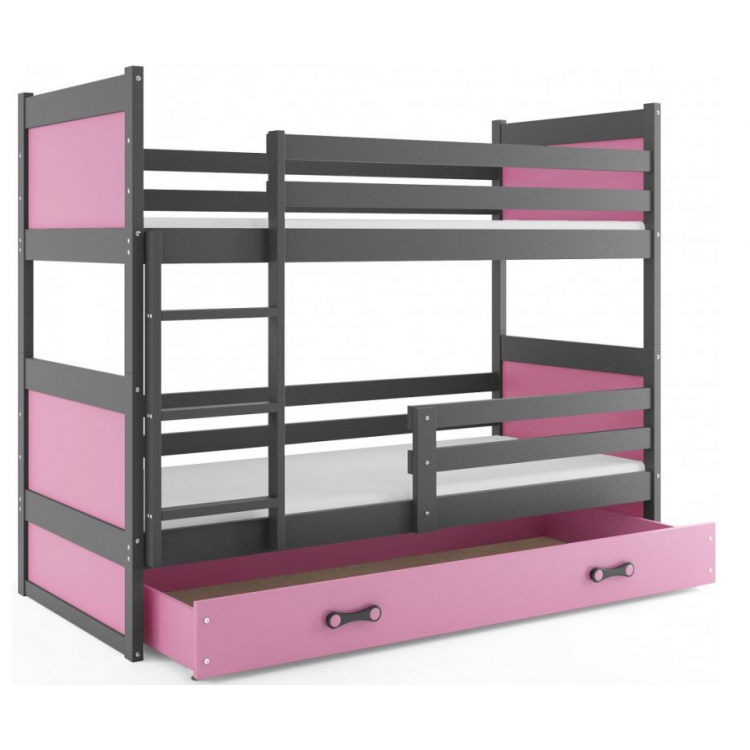 Poschodová posteľ Rico sivo-ružová 190cm x 80cm